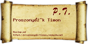 Proszonyák Timon névjegykártya